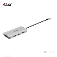 Club 3D CLUB3D CSV-1547 gränssnittshubbar USB 3.2 Gen 2 (3.1 Gen 2) Type-C 10000 Mbit/s Svart, Silver