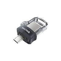 SANDISK SanDisk Ultra Dual m3.0 USB-sticka 128 GB USB Type-A / Micro-USB 3.2 Gen 1 (3.1 Gen 1) Svart, Silver, Transparent