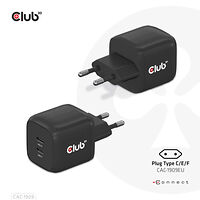 Club 3D Club 3D CAC-1909 strömadapter - PPS- och GaN-teknik - 2 x USB-C - 45 Watt