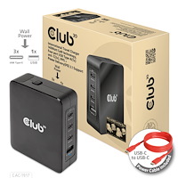 Club 3D Club 3D CAC-1917 strömadapter - GaN-teknik - USB, 3 x USB-C - 140 Watt