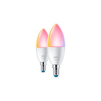 WiZ WiZ Colors - LED-glödlampa - form: C37 - glaserad finish - E14 - 4.9 W - 16 miljoner färger - 2200-6500 K (paket om 2)