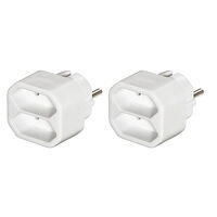 Hama Socket 2-way Adapter Double Pack White