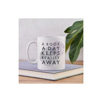 BOOKISHLY Literary Mug - "Book A Day Keeps Reality Away" - Marble Design