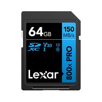 LEXAR Lexar SDXC 800x Pro UHS-I cards, C10 (V30) U3, R150, 64GB