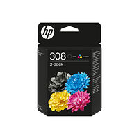 Hewlett-Packard HP 308 - 2-pack - svart, gul, cyan, magenta - original - bläckpatron