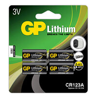 GP Lithium Pro Battery 123A 4-pack