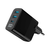 Gembird Gembird strömadapter - GaN, LCD - 2 x 9-stifts USB typ A, 24 pin USB-C - 30 Watt