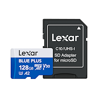 LEXAR Lexar microSDHC Blue Plus UHS-I with SD adapter, up to 170MB/s read  C10/A2/U3 (V30) 128GB
