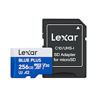 LEXAR Lexar microSDHC Blue Plus UHS-I with SD adapter, up to 170MB/s read  C10/A2/U3 (V30) 256GB