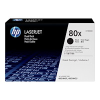 Hewlett-Packard HP 80X - 2-pack - Lång livslängd - svart - original - LaserJet - tonerkassett (CF280XD)