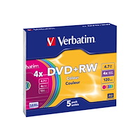 VERBATIM Verbatim Colours - DVD+RW x 5 - 4.7 GB - lagringsmedier