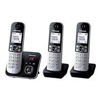 Panasonic Panasonic KX-TG6823 - trådlös telefon - svarssysten med nummerpresentation + 2 extra handuppsättningar