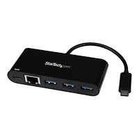 StarTech.com StarTech.com USB-C till Ethernet-adapter med USB 3.0-hubb med 3 portar och Power Delivery - nätverksadapter - USB-C - Gi...