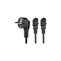 StarTech.com StarTech.com 2m (6ft) Computer Power Cord, 18AWG, EU Schuko to 2x C13 Power Cord, 10A 250V, Black Replacement AC Cord, T...