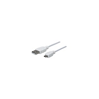 Manhattan Manhattan USB-A to Micro-USB Cable, 1m, Male to Male, White, 480 Mbps (USB 2.0), Hi-Speed USB, Lifetime Warranty, Polyba...