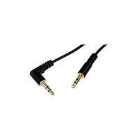 StarTech.com StarTech.com 3 ft. (0.9 m) 3.5mm Audio Cable - 3.5mm Slim Audio Cable - Right Angle - Male/Male - Aux Cable (MU3MMSRA) -...