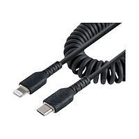 StarTech.com StarTech.com USB C till Lightning-kabel 50 cm, MFi-certifierad, iPhone-spiralladdarkabel, svart, TPE-mantel med slitstar...