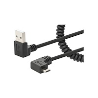 Manhattan Manhattan USB-A to Micro-USB Cable, 1m, Male to Male, Black, 480 Mbps (USB 2.0), Tangle Resistant Curly Design, Angled C...