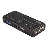 StarTech.com StarTech.com 4 Port Black USB KVM Switch Kit with Cables and Audio - desktop KVM Switch - VGA KVM Switch - USB KVM Switc...
