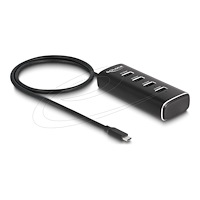 DeLOCK Delock - hubb - 10 Gbps, with USB Type-C connector 60 cm cable and switch for each port - 4 portar