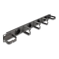 DeLOCK Delock - racks kabelhantering routing panel - 4 gummiklämmsinlopp, 5 metallkrokar - 1U