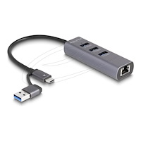 DeLOCK Delock - hubb - with USB Type-C or USB Type-A connector, in metal case - 4 portar
