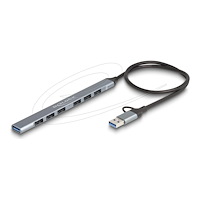DeLOCK Delock - hubb - slim, med USB typ-C eller USB typ-A, 1 x USB 5 Gbps - 7 portar