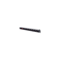 IC Intracom Intellinet 19" 1U Rackmount 8-Way Power Strip - German Type, With On/Off Switch and Overload Protection, 3m Power Cord -...