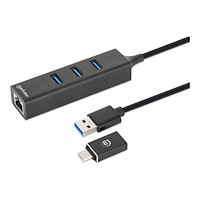 Manhattan Manhattan USB-C & USB-A Combo Dock/Hub, Ports (4): Ethernet and USB-A (x3), 5 Gbps (USB 3.2 Gen1 aka USB 3.0), External...