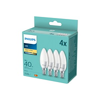 Philips Philips - LED-glödlampa - form: B35 - glaserad finish - E14 - 5 W - varmt vitt ljus - 2700 K (paket om 4)