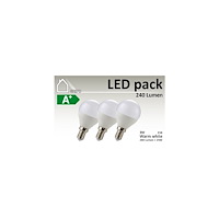 GRIPO GRIPO GRIPO LED pære P45 E27 3W CRI80 3stk 3000K 240Lm >270g...