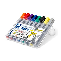 STAEDTLER STAEDTLER Lumocolor 356 - markering - svart, röd, blå, grön, gul, orange, grå, mörklila (paket om 8)