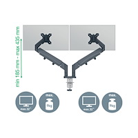 LEITZ Leitz Ergo monteringssats - för 2 LCD-bildskärmar - space saving - mörkgrå