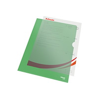 ESSELTE Esselte Standard Plus - L-formad mapp - för A4 - kapacitet: 40 ark - genomskinligt grön (paket om 100)