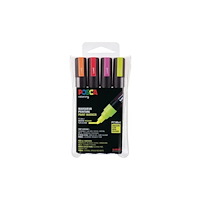 POSCA Paintmarker Uni Posca PC-5M med 4 stk. ass. flourescerende f...
