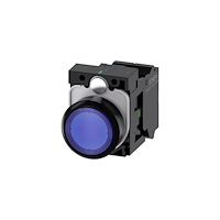 Siemens Lystrykknap blå, Trykknap, flad, med holder, 1 NO, LED modul...