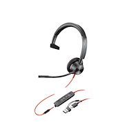 Hewlett-Packard HP Poly Blackwire 3315 - headset - 3,5 mm kontakt, USB-C