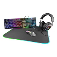 Deltaco DELTACO GAMING GAM-084 - 4-in-1 Gaming Gear Kit - paket med tangentbord, mus, headset och musdyna - brittisk - svart Inm...