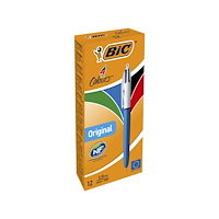 BIC BIC 4 Colours Grip - 4 färgers kulspetspenna - svart, röd, blå, grön (paket om 12)