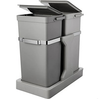 Eko Papperskorg, EKO, grå, plast/stål, 2-fack, 20+15 l, utdragss...