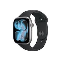Apple Apple Watch Series 11 (GPS + Cellular) - rymdgrå aluminium - smart klocka med sportband - svart - 64 GB
