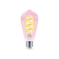 WiZ Philips Smart - LED-glödlampa med filament - form: ST64 - klar finish - E27 - 6.3 W - RGB-lampa - 2200-6500 K