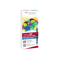 Tombow ABT Primary - brush pen and marker combo - processgul, grön, cyan, ultramarin, royal purple, rhodamine red, karminröd, C...