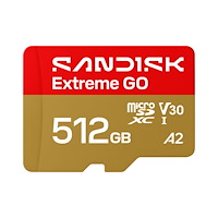 SANDISK MicroSD Extreme GO 512GB 512GB 240/160MB/s C10 UHS U3 V30 A1