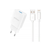 Dudao Dudao A4EU nätladdare USB-A 2.1A vit + USB-A till Lightning-...