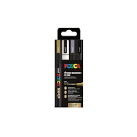 POSCA POSCA PC-3M 4 st (Guld,Vit,Silver,Svart)