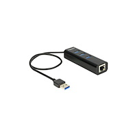 DeLOCK Delock USB 3.0 Hub 3 Port + 1 Port Gigabit LAN 10/100/1000 Mb/s - hubb - 3 portar
