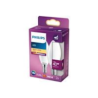 Philips Philips - LED-glödlampa - form: B35 - glaserad finish - E14 - 4.3 W - varmt vitt ljus - 2700 K (paket om 2)