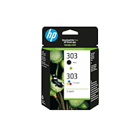 HP HP 303 - 2-pack - svartfärgad, färg (cyan, magenta, gul) - original - bläckpatron