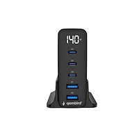 Gembird Gembird strömadapter - GaN - 3 x USB-C, 2 x USB - 140 watt